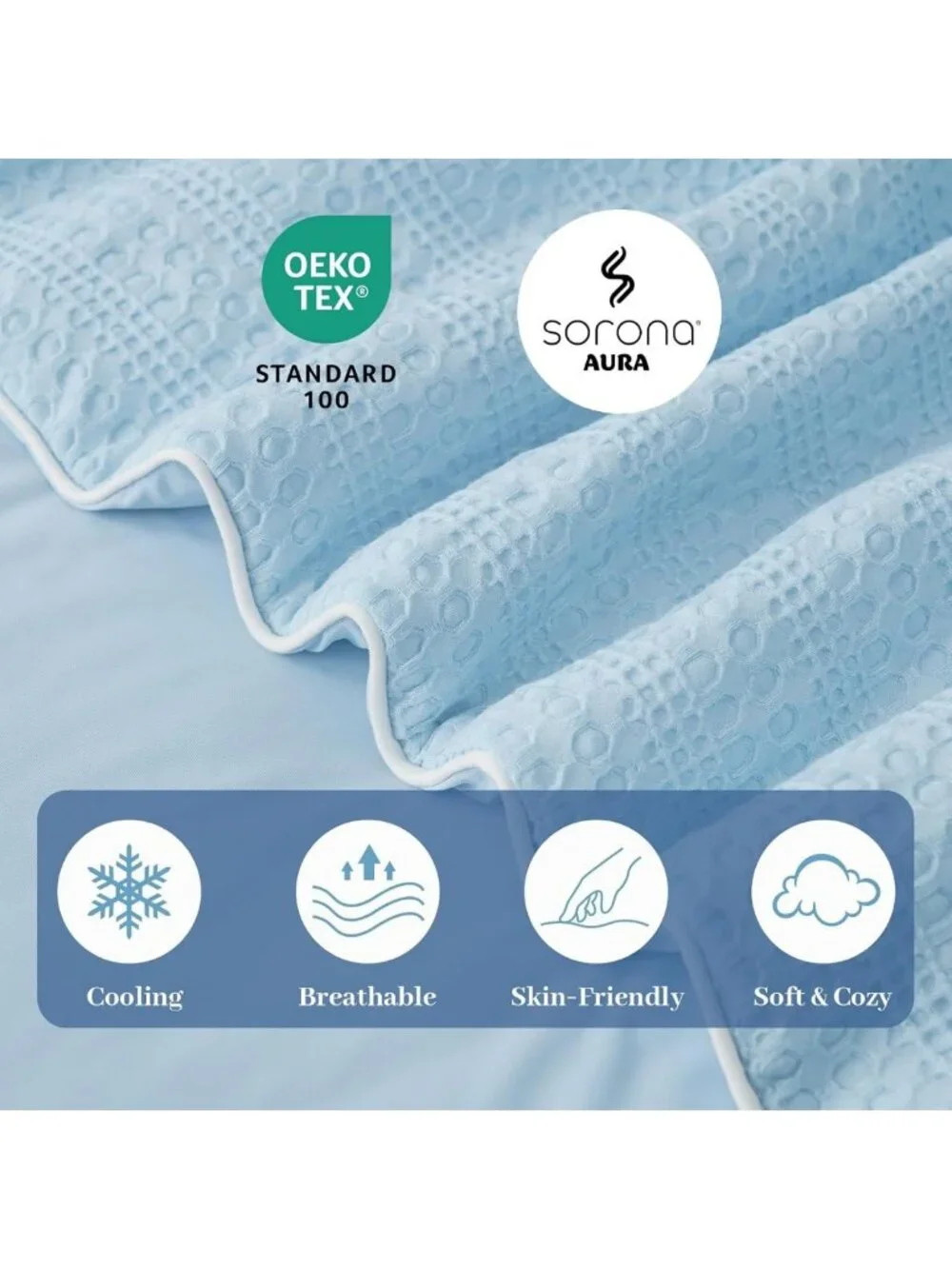 Queen Size Waffle Cooling Comforter Blanket for Hot Sleepers - Soft & Breathable